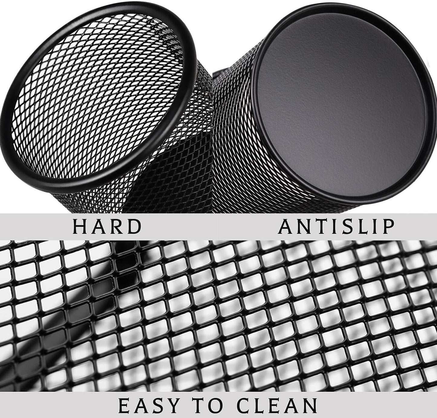 Pen Holder Mesh Pencil Holder Metal Pen Holder Cup Pencil Cup Holder for Desk Office Pen Organizer Black, 4 Pack