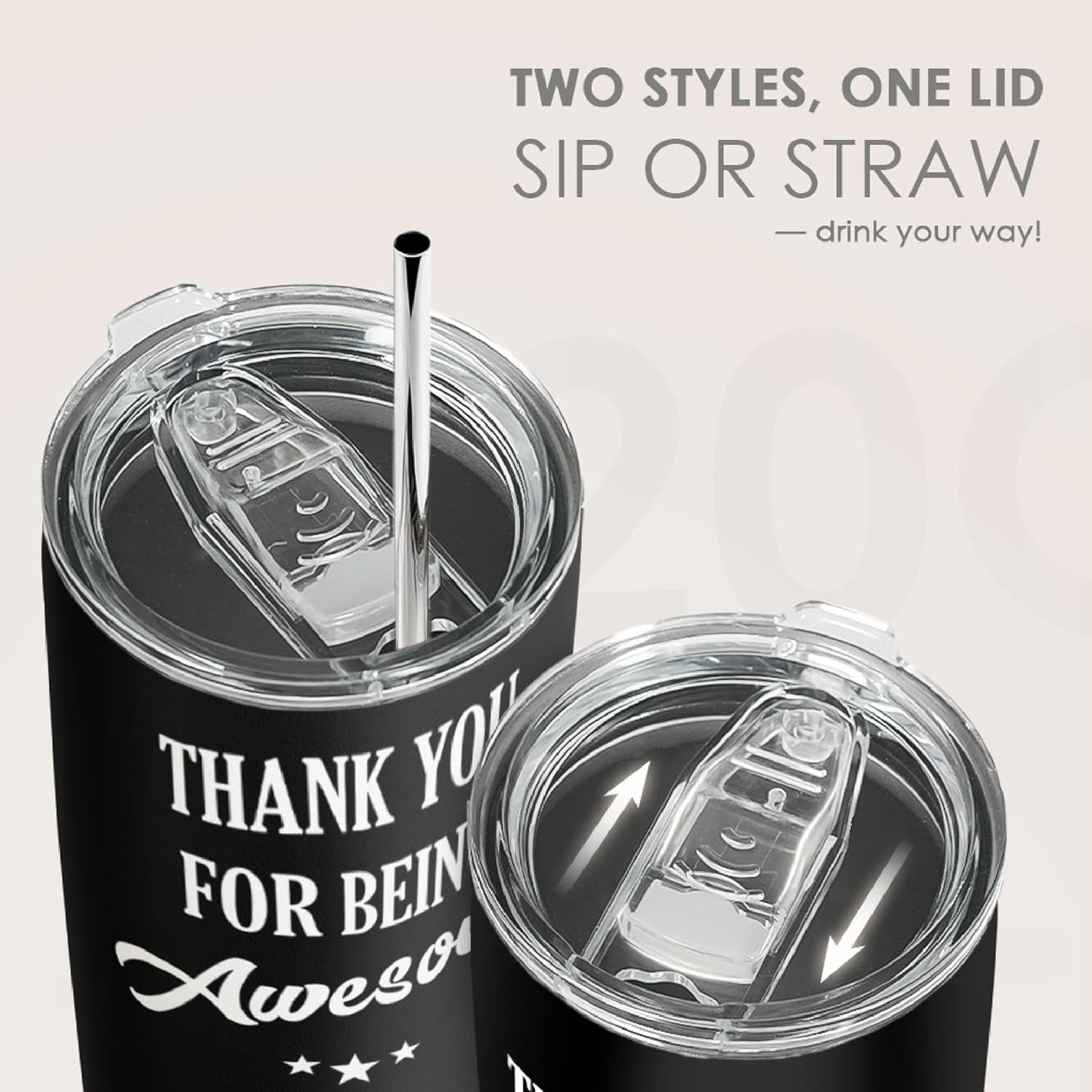 SANDJEST Thank You for Being Awesome Tumbler Gift Set - Birthday, Christmas, Appreciation Inspirational Gifts for Women, Men, Coworkers - 20oz Stainless Steel Insulated Coffee Travel Mug