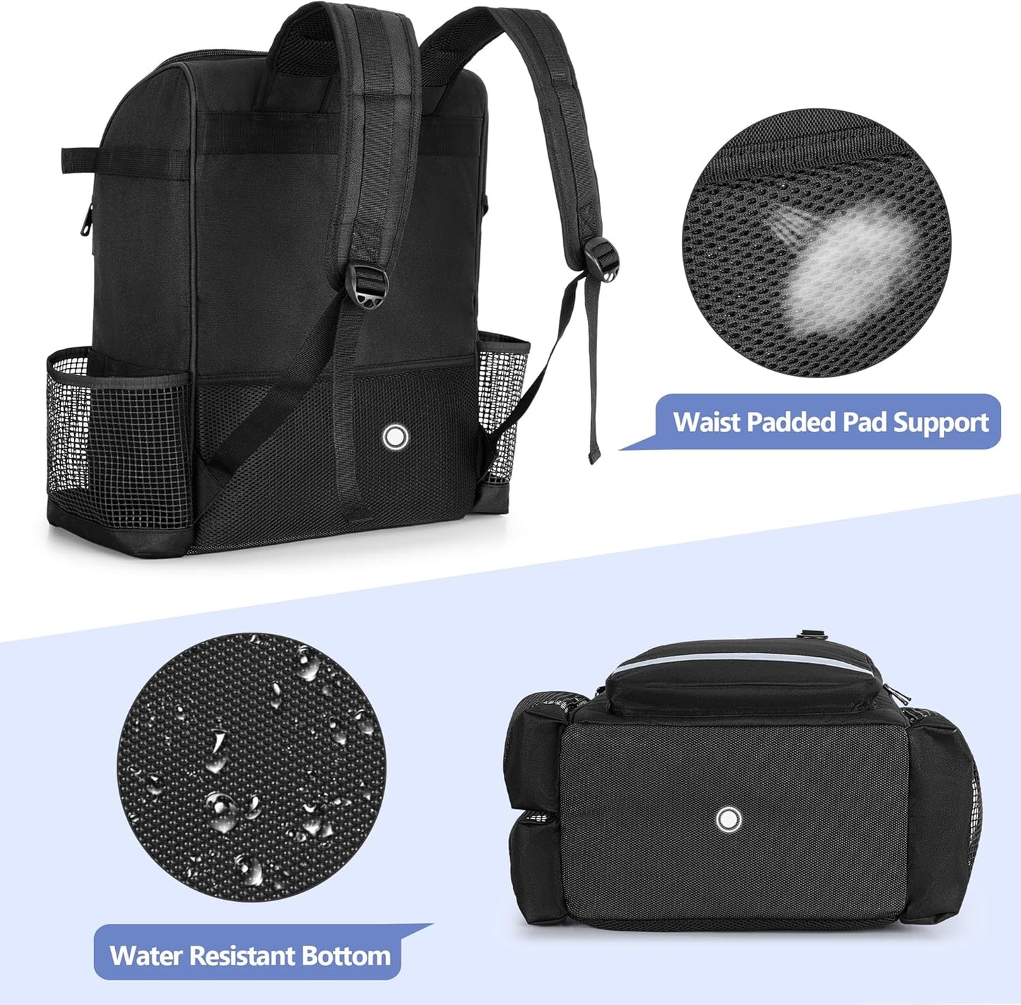 LoDrid Cleaning Bag with Thickened Adjustable Shoulder Straps, Large Cleaning Caddy Organizer with Multiple Pockets for Cleaning and Housework, Black (Patent Designed)