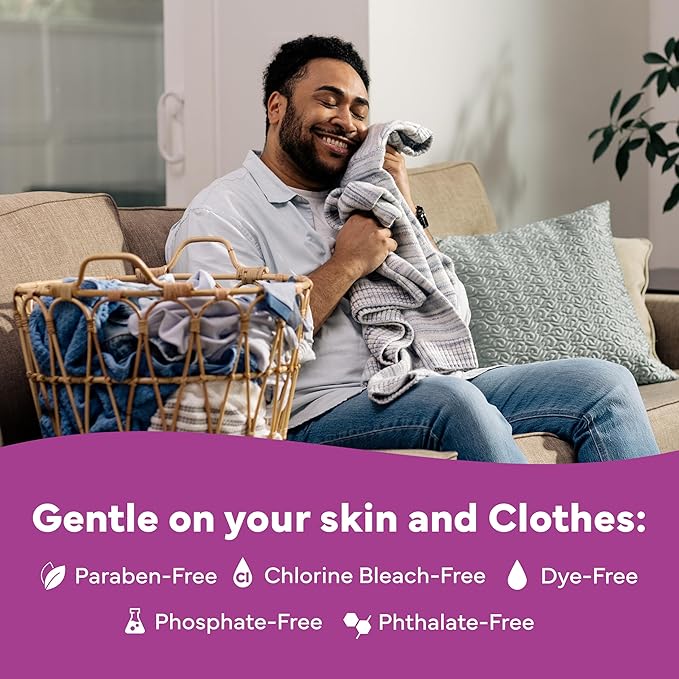 Tru Earth Compact Dry Laundry Detergent - Up to 64 Loads (32 Sheets) - Paraben-Free - Original Eco-Strip Liquidless Detergent, Travel Sheets - Lilac Breeze | Packaging May Vary