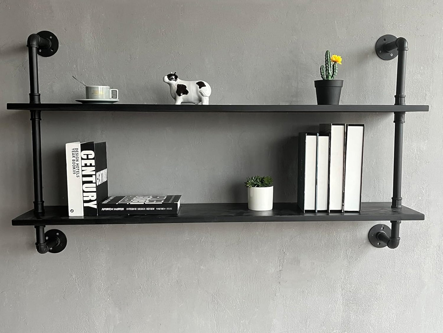 Floating Bookshelf Shelves Industrial Pipe Shelving Pipe Shelves Rustic Wall Shelf 48 Inch Farmhouse Book Shelves for Wall Mounted