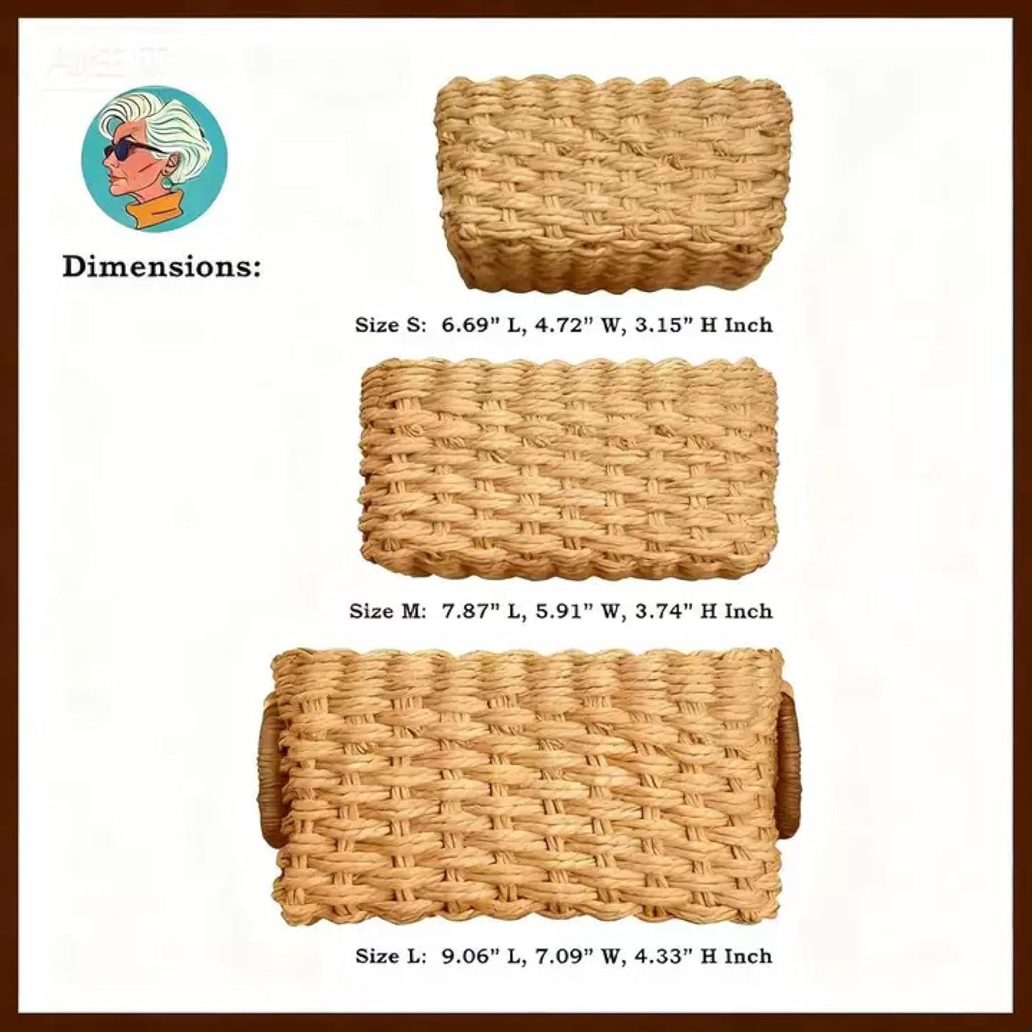 MODERN GRANNY Tight-Weave Recycled Paper Rope Storage Basket Container Bins, Small Wicker Baskets for Organizing, Decorative Basket Organizer Set of 3, Small Basket for Shelves, Bathroom & Drawer