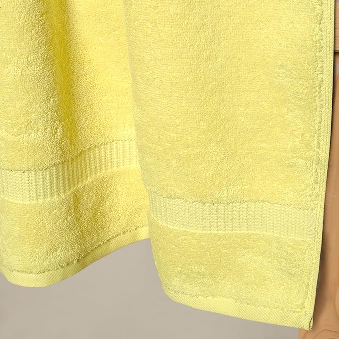 SALBAKOS 100% Turkish Cotton Bath Towel Set of 4 27x54 inch | Heirloom Quality | Hotel & Spa Collection | Soft, Super Absorbent, Long Lasting Bath Towels | Made in Turkey (Yellow, 4 Bath Towels)