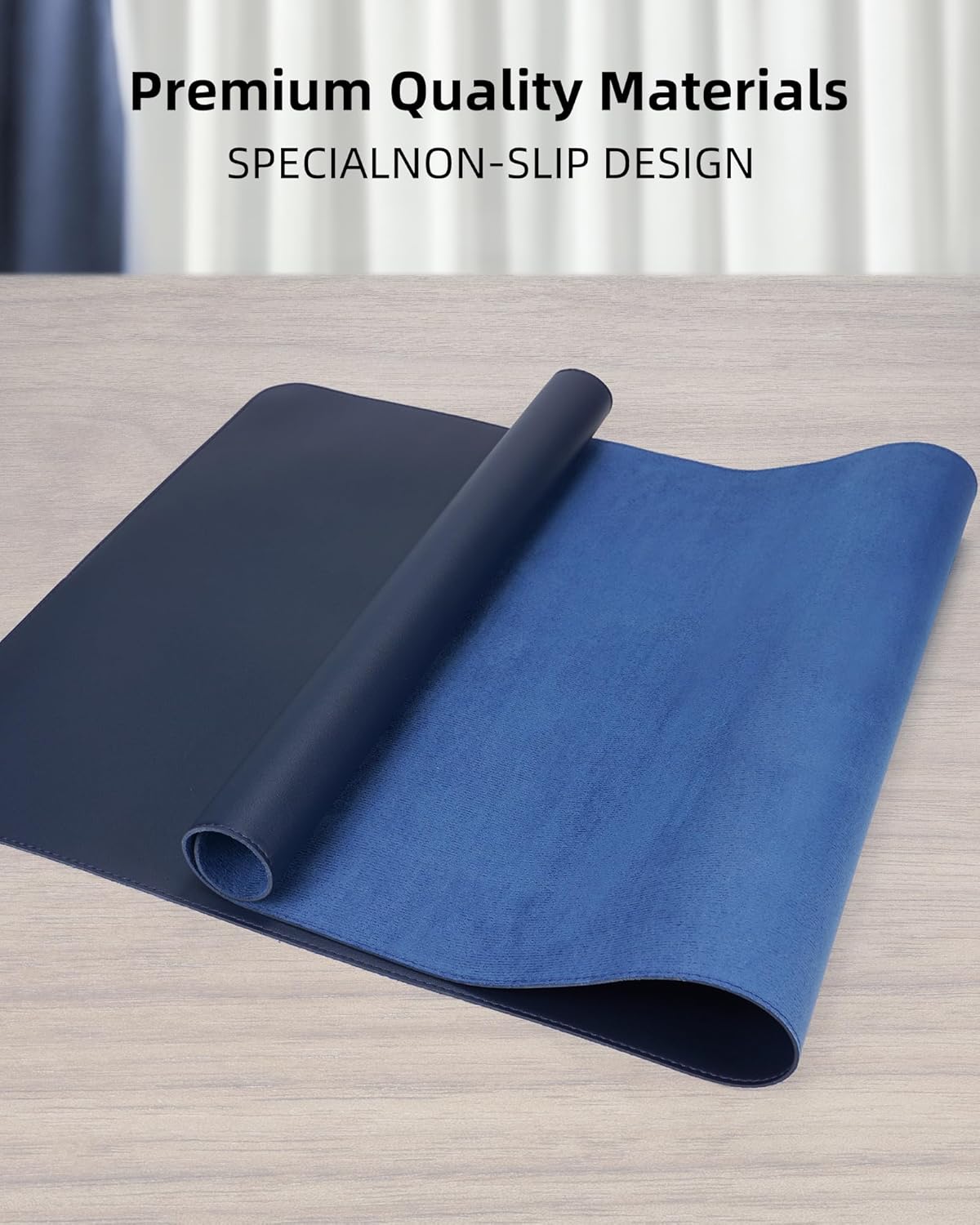 Leather Desk Pad Protector - 48 x 24" Computer Mat, Large Mouse Pad, Non-Slip, Waterproof PU Leather Blotter, Desk Cover for Office and Home (Midnight Blue)