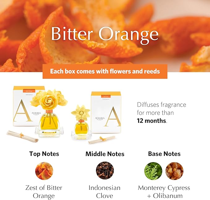 AGRARIA AirEssence & PetiteEssence Flower and Reed Diffuser Set, Luxury Home Fragrance Set, Scented Oil Reed Diffuser Gift for All Occasions