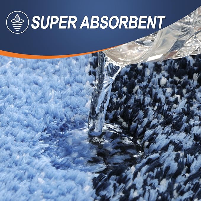 OLANLY Bathroom Rug Mat 59x24, Extra Soft and Absorbent Microfiber Bath Rugs, Non-Slip Plush Shaggy Bath Carpet Runner, Machine Wash Dry, Bath Mats for Bathroom Floor, Tub and Shower, Navy