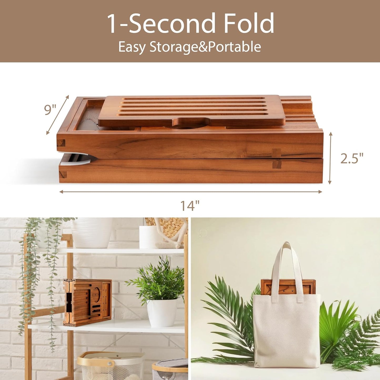 Teak Bathtub Tray | Adjustable Width Tray with Wine Holder, Tablet/Phone & Book Stand, Splash-Proof for Bath Time- Natural