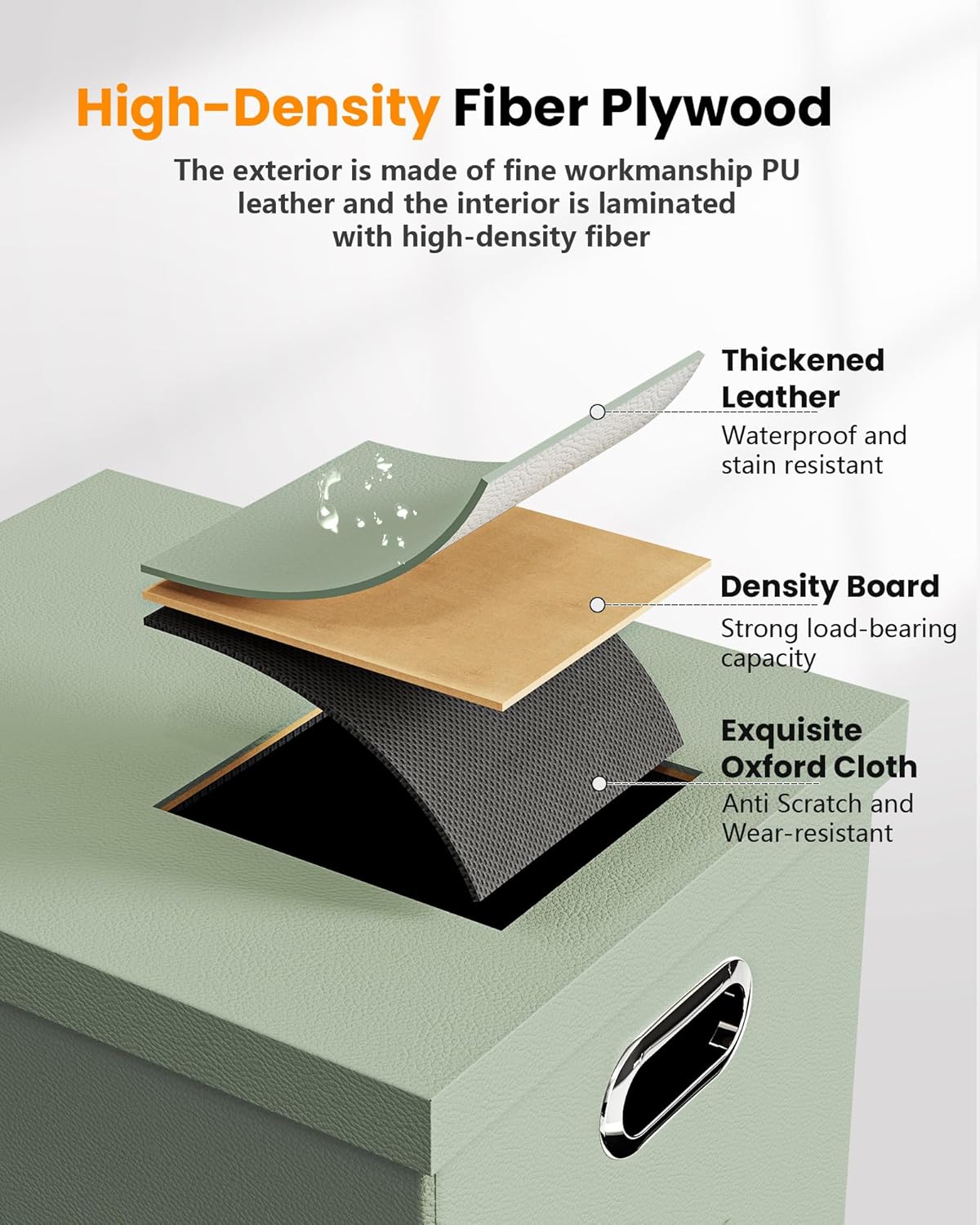 2 Pack File Storage Organizer Box,Filing Box,Portable File Box with Lid,Fit for Letter/Legal File Folder Storage, Grey-green(Leather)-Box only