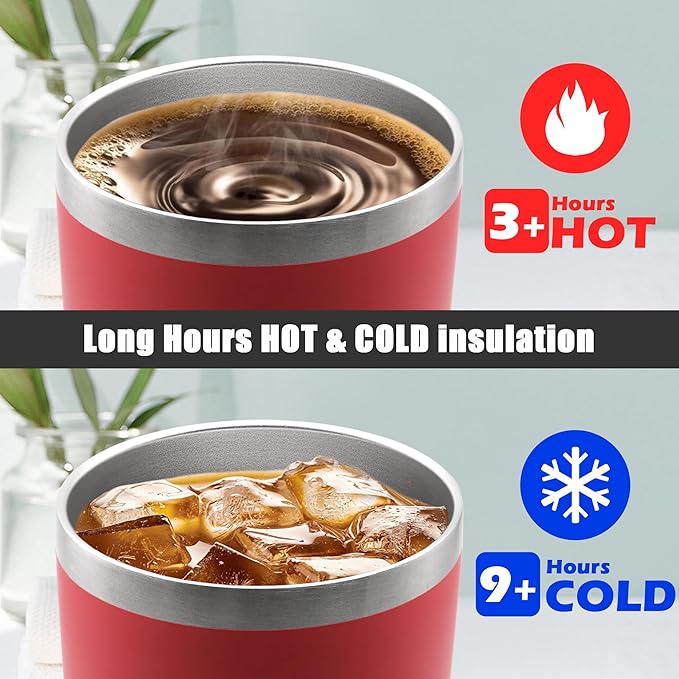 20 oz Tumbler Coffee Travel Tumblers Bulk with Lid Stainless Steel Double Wall Vacuum Insulated Mug Powder Coated Cups fit Car Cupholder for Hot and Cold - Red, 1Pack