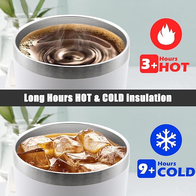 20 oz Tumbler Coffee Travel Tumblers Bulk with Lid Stainless Steel Double Wall Vacuum Insulated Mug Powder Coated Cups fit Car Cupholder for Hot and Cold - White, 4Pack