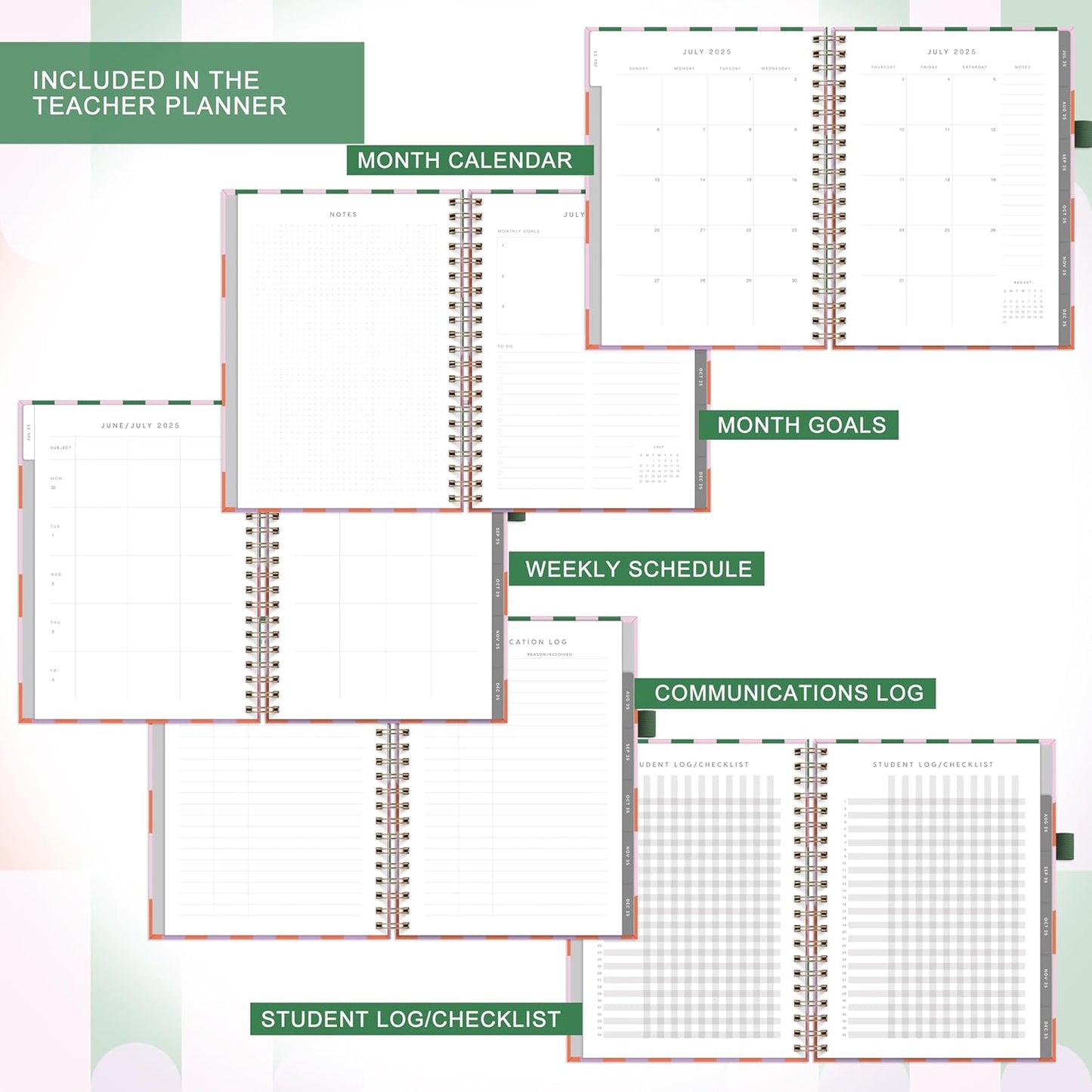 And Per Se Teacher Planner 2025-2026 Academic Year -Teacher Lesson Planner from July 2025 to June 2026, 8.5" x 11", Weekly & Monthly Planning for Teachers with Monthly Tabs, Stickers (Color Block)