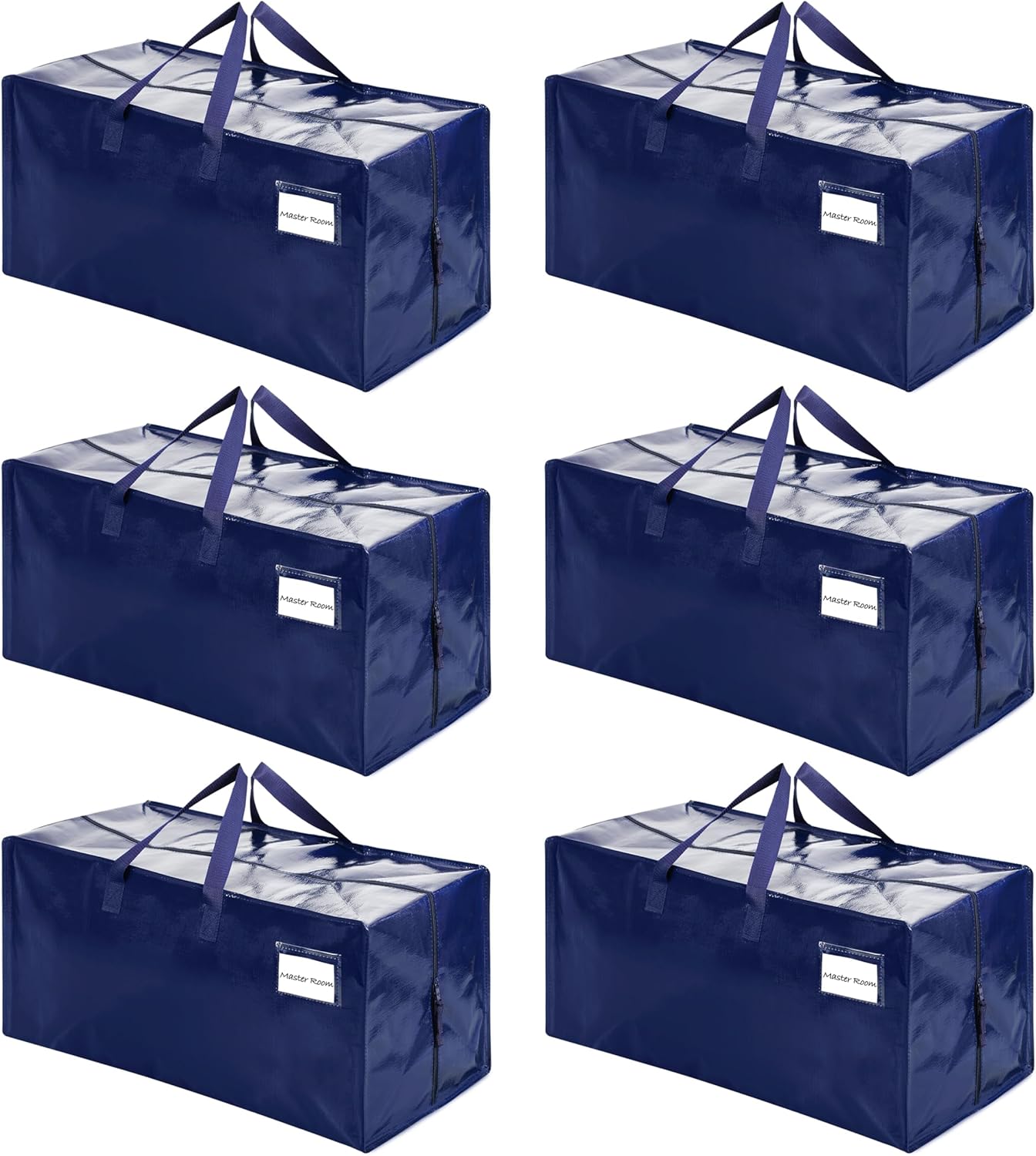 VENO 6 Pack Moving Bags w/Backpack Straps, Heavy Duty, Moving Boxes Alternative, Packing Supplies, Large Storage Totes for Dorm Room Essentials with Zipper for Clothes (Blue, 6 Pack)