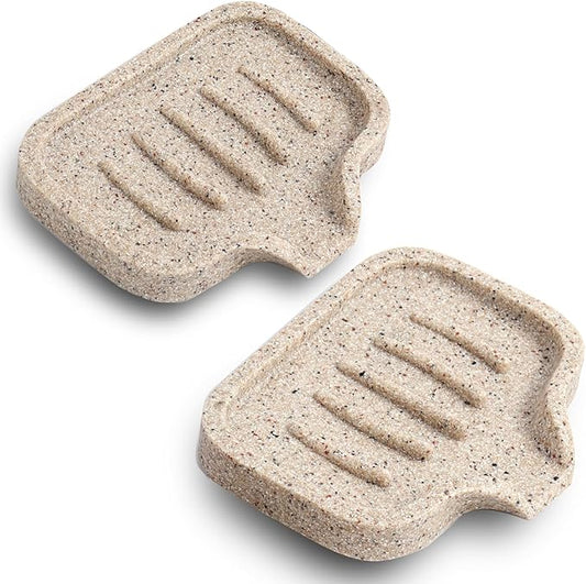 Self Draining Soap Dish- 2 Pcs Bar Soap Holder for Shower, Large Soap Savers Soap Tray Sponge Holder for Kitchen Bathroom Bathtub Sink, Linen