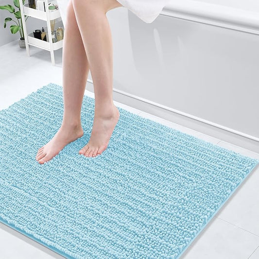 Arotive Luxury Chenille Bathroom Rug Mat, Extra Soft Thick Absorbent Shaggy Bath Rugs, Non-Slip Machine Wash Dry, Plush Bath Mats for Bathroom, Shower and Tub, 40x32, Blue