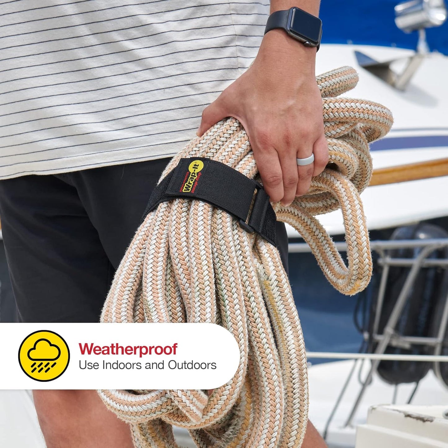 Wrap-It Storage - Super-Stretch, 18" (6 Pack) - Elastic Hook and Loop Cinch Straps - Extension Cord Organizer, Hose and Cables Straps, Cord Wrap