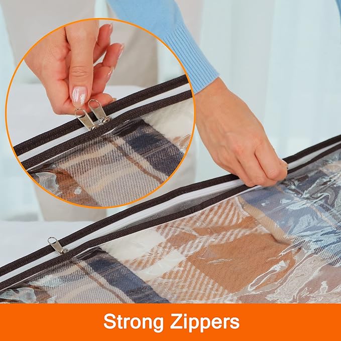 Vieshful 5 Pack Underbed Storage Bags 75L Foldable Clothes Bag Large Capacity Storage Containers with Clear Window Reinforced Handles Zippered Organizer Non-Woven for Comforter Blanket Bedding