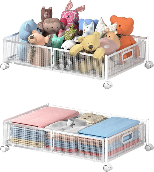 Under Bed Storage Containers, Under Bed Shoe Storage With Wheels, Foldable Bedroom Storage Organization with Handles, Under Bed Storage Bins Drawer For Clothes, Blankets And Shoes, Bedding