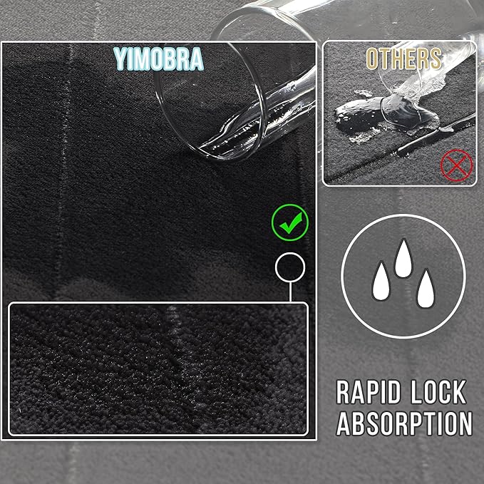 Yimobra Bathroom Runner Rugs 72"x24" Non Slip Washable Memory Foam Bath Mat, Super Soft Water Absorbent Hallway Carpet for Vanity Tub Shower, Black
