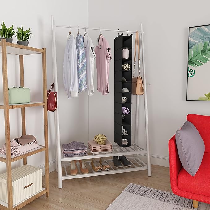 MAX Houser 10-Shelf Hanging Shoe Shelf Organizer, Hanging Shoe Storage for Closet,Pack of 2 (Black)