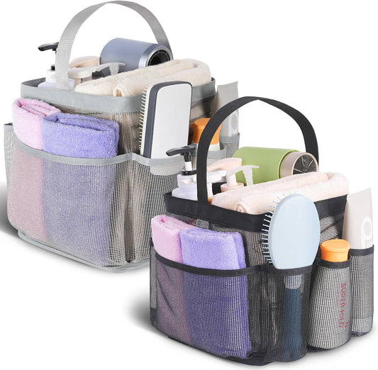 EUDELE 2 Pack Mesh Shower Caddy Portable for College Dorm Room Essentials, Shower Caddy Dorm with 8-Pocket Large Capacity,Shower Bag for Beach,Swimming,Gym