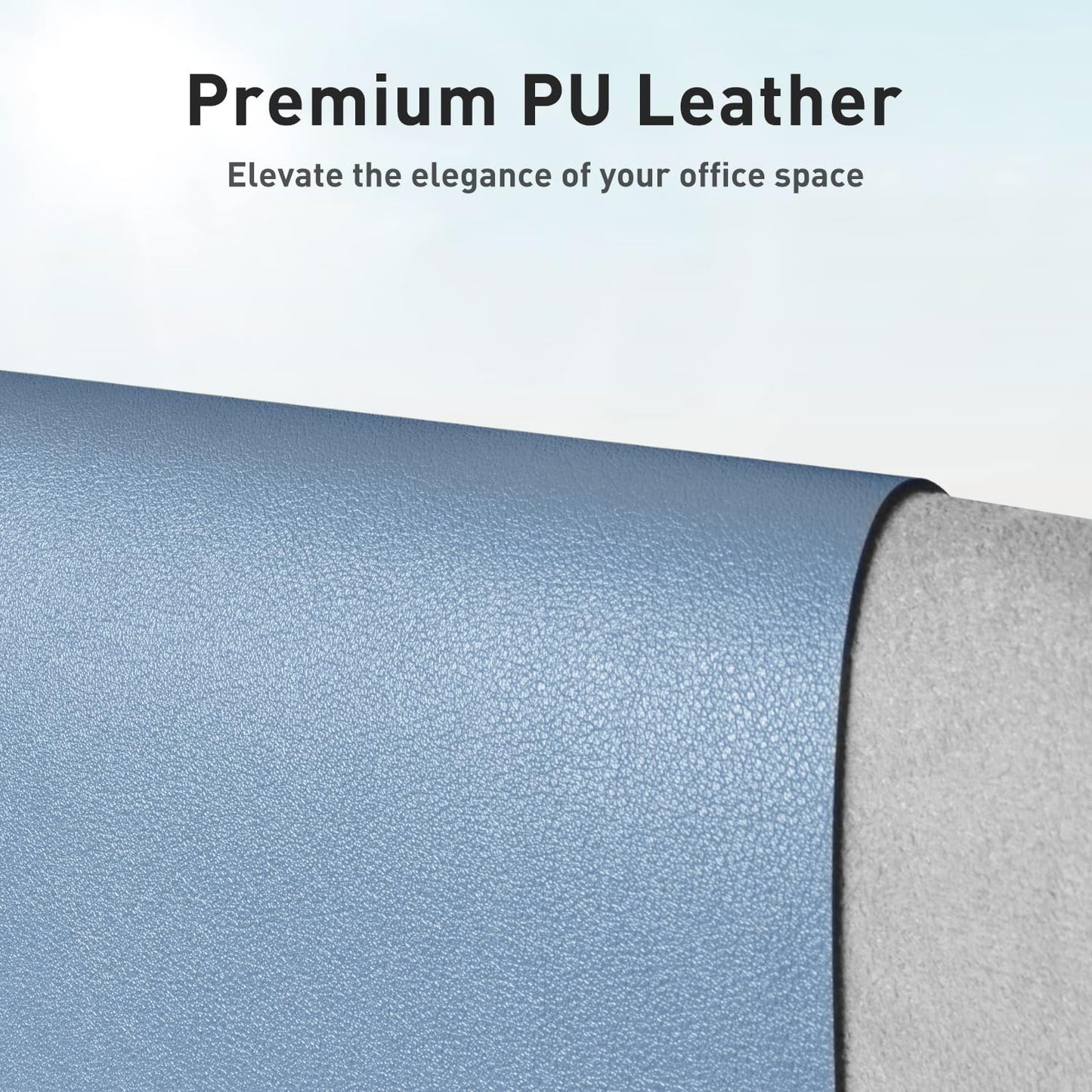 Aothia Faux Leather Desk Mat – Large Mouse Pad, Non-Slip PU Leather Blotter, Waterproof Writing Surface for Office and Home (Denim Blue, 47.2" x 23.6")
