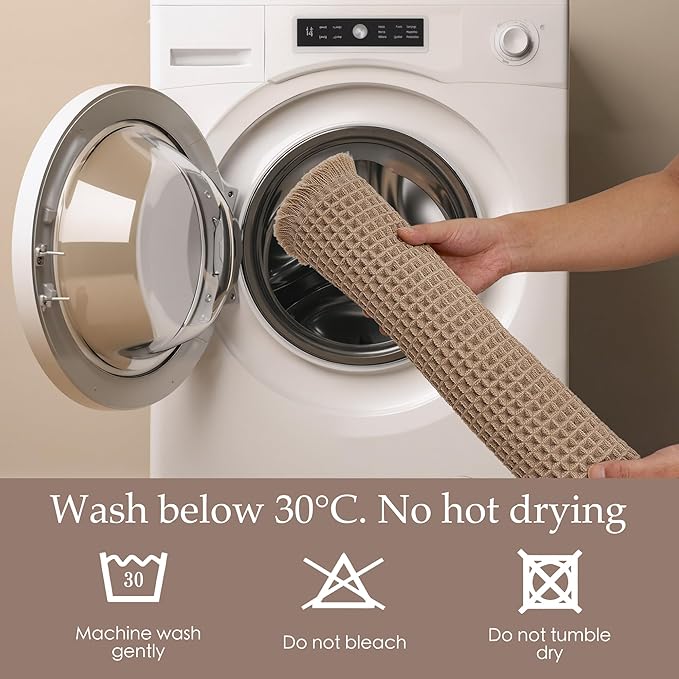 KGORGE Waffle Bath Mat, Non Slip 17" X 24" Farmhouse Ultra Soft Bathroom Rugs for Bathroom Decor, Boho Super Absorbent with Tassels Rubber Backed Shower Mats for Floor Bathtubs, Brown, 1pc