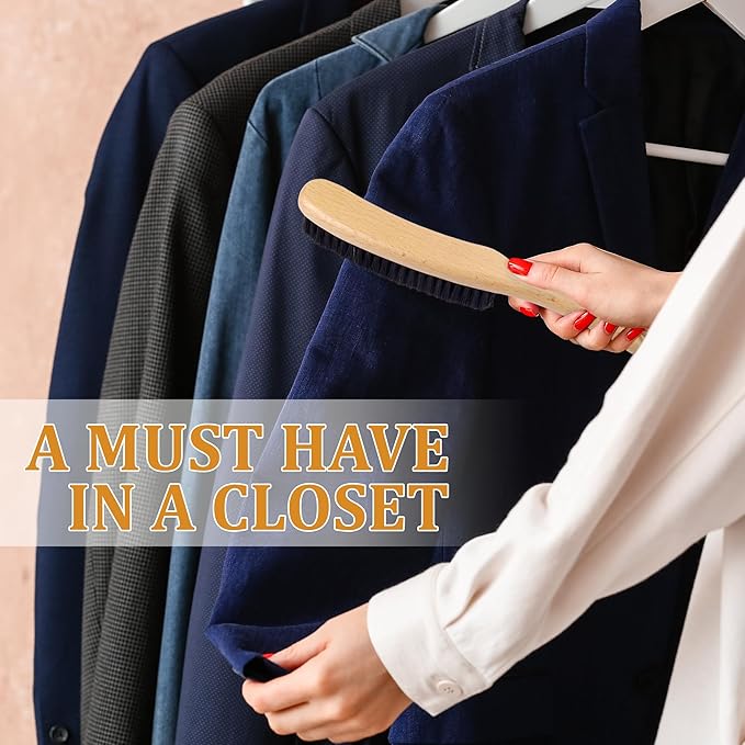 TAKAVU Clothes Brush Hat Brush, Black Boar Bristle Lint Brush with Large Beech Wood Handle - Perfect for Pet Hair, Suits, Velvet, Cashmere, Wool, Suede, Shoe - Effective Lint Remover