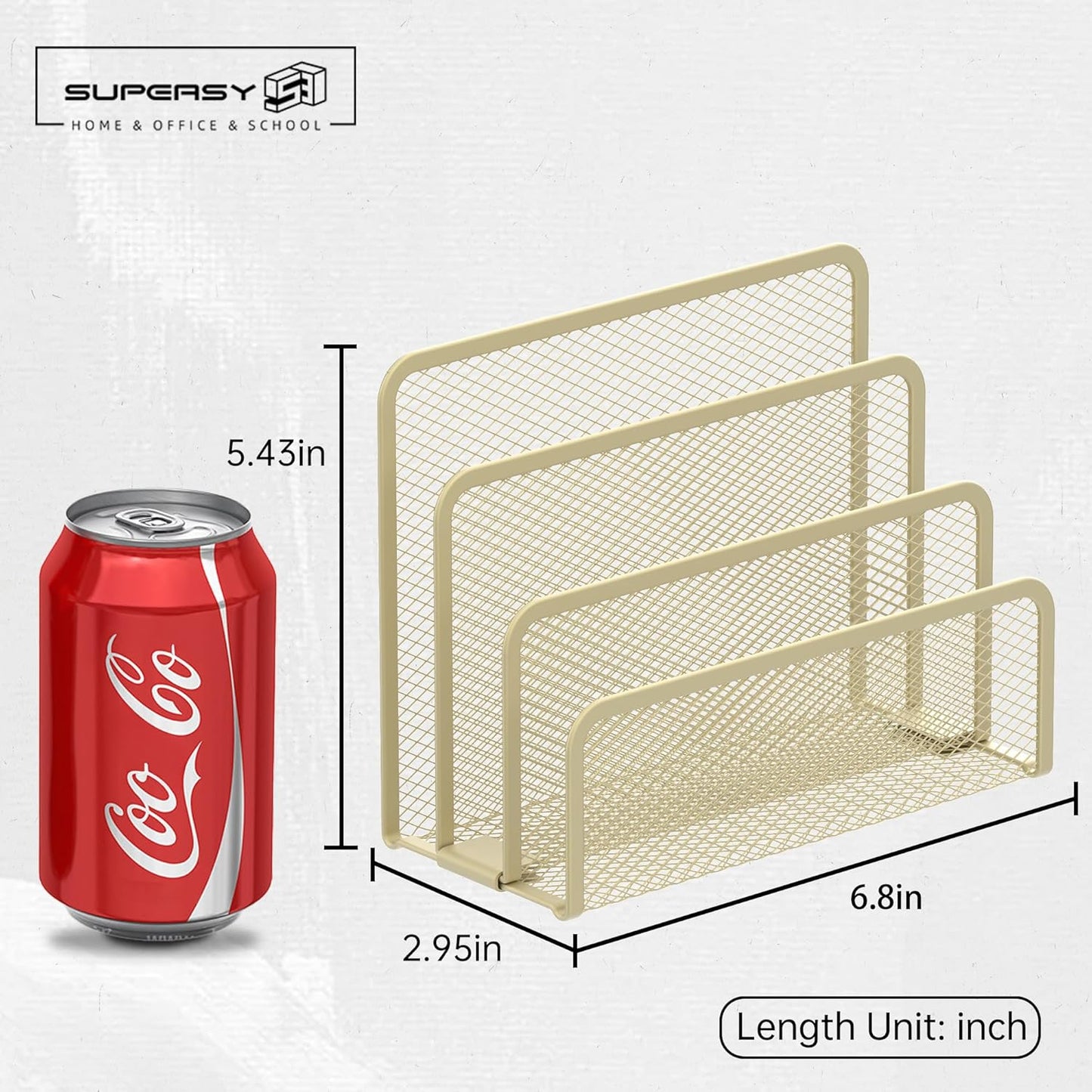 SUPEASY Mail Organizer for Desk, Mesh Metal Mail Holder Countertop with 3-Slot, Letter Sorter File Holder, Office Envelope Organizer for Mails (Yellow)