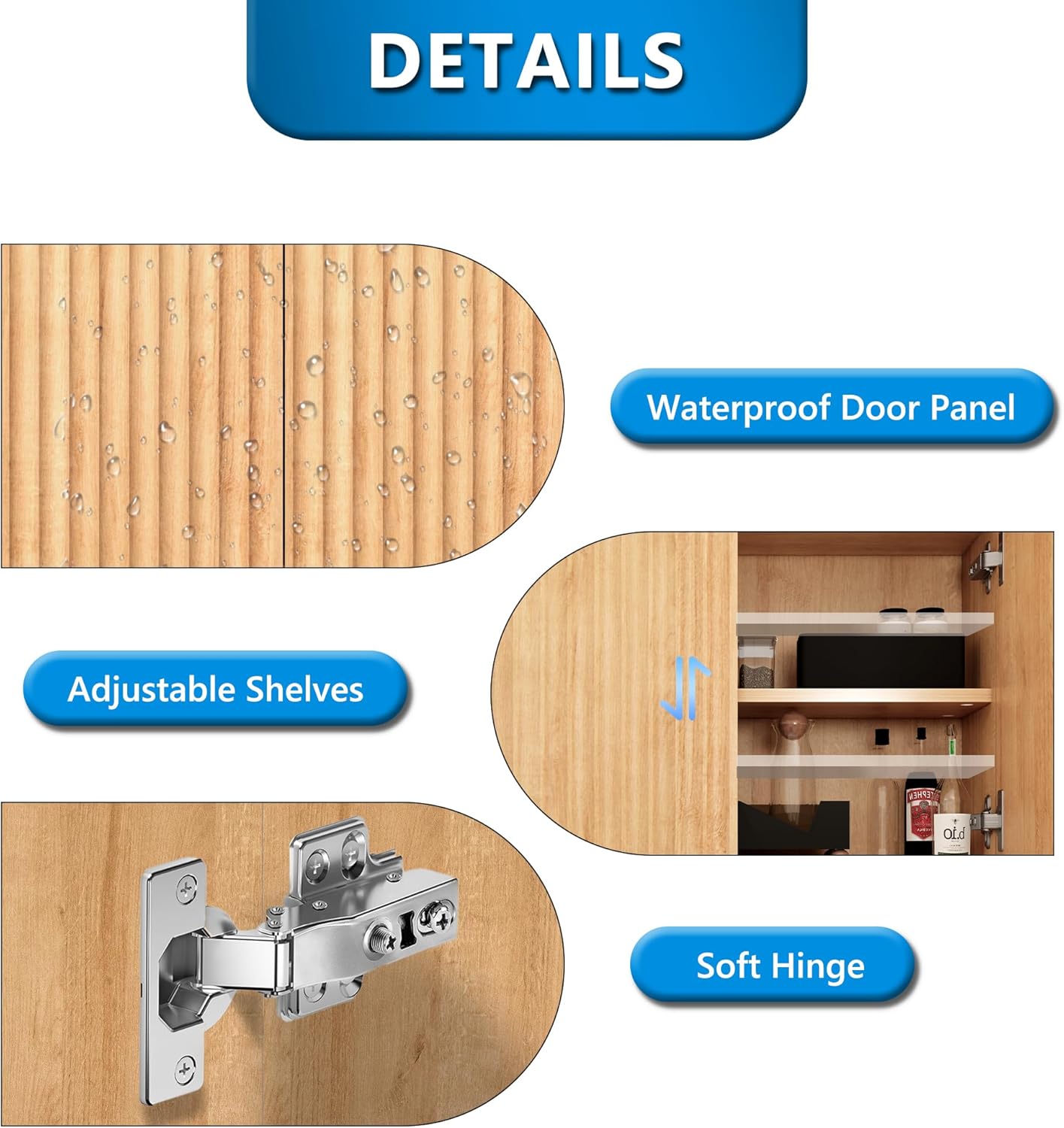 Fluted Bathroom Wall Cabinet,Medicine Cabinet with Adjustable Shelf,Over The Toilet Storage Cabinet for Laundry,Hanging Cabinet,Kitchen and Living Room Cabinets (Oak)