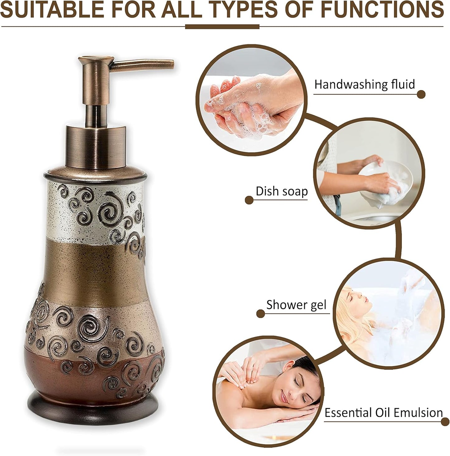 Zahari Home 4pc Miramar Bathroom Accessories Sets Lotion Pump, Tumbler, Tooth Brush Holder and Soap Dish Unique Design Multi Color Bathroom Set