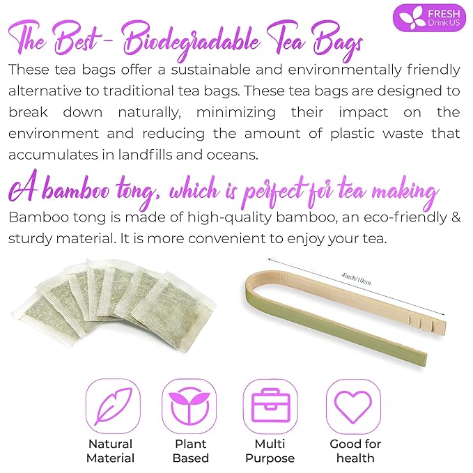 FreshDrinkUS, Premium 55 Astragalus Root Tea Bags, 100% Natural & Pure from Astragalus Root Herbal Tea. Made with Natural Material Tea Bags. No Sugar, No Caffeine, No Gluten, Vegan.