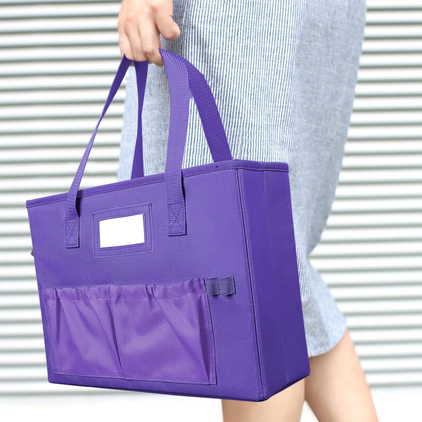 abcxgood Desktop File Organizer Box,Collapsible Hanging Filing Box,Home Office Document Storage Organizer with Front Pocket and Handles, Letter Size Folder. (PURPLE)