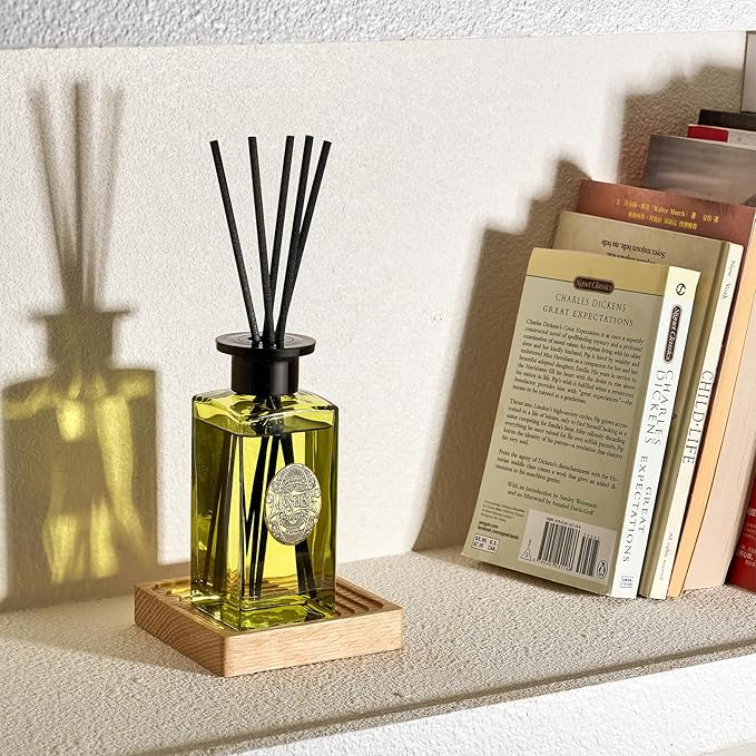 M&SENSE 6.3 oz Large Reed Diffuser Set | White Tea & Sage Scent Oil Diffuser with Sticks | Hotel Collection Non-Toxic Essential Oil |for Bedroom Bathroom Living Room