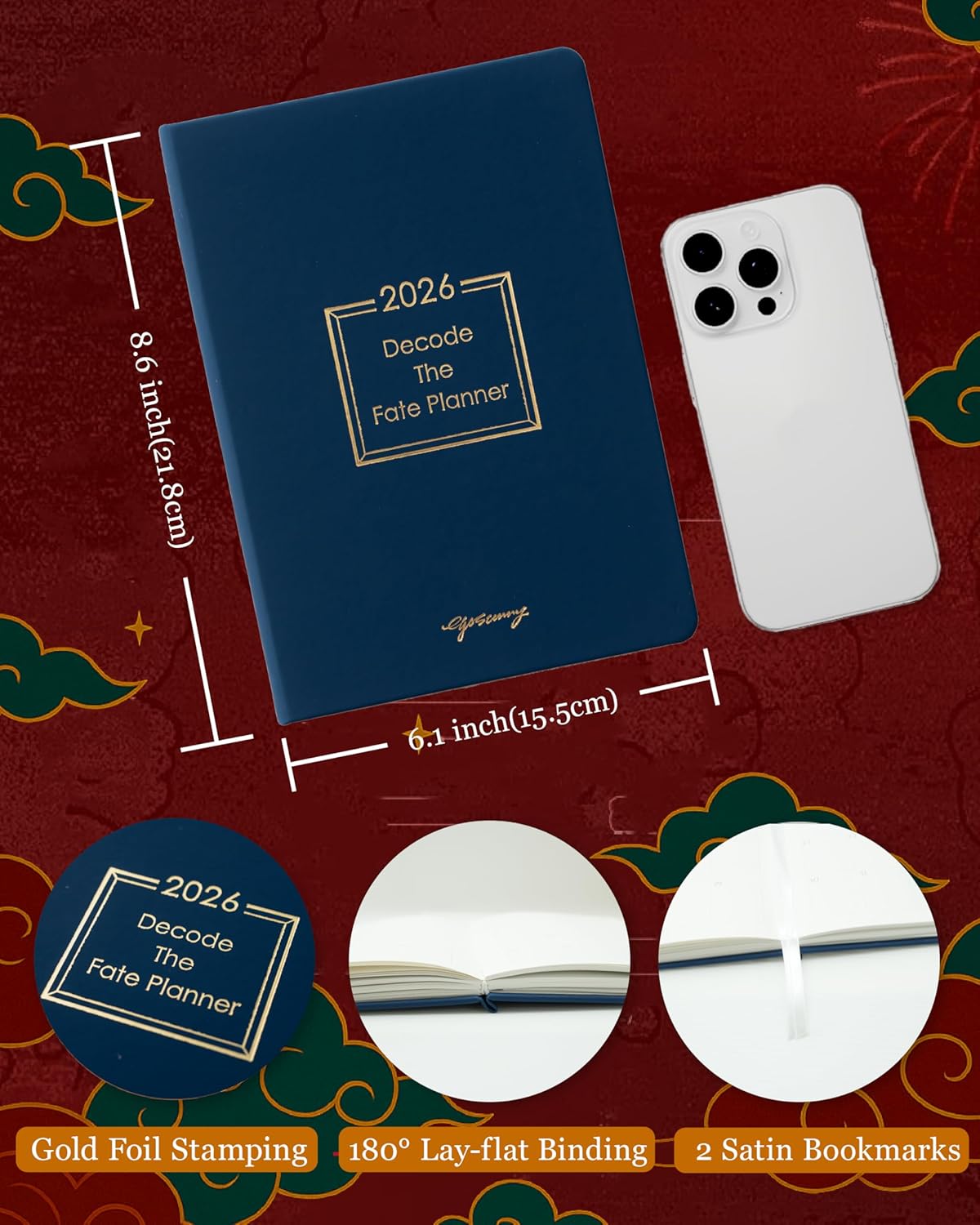 2026 Life Planner with Removable Folder and Elastic Bookmark, Daily Organizer with Forecast, Calligraphy Practice, Habit Tracker, To-Do Lists, and Weekly Layout, Blue