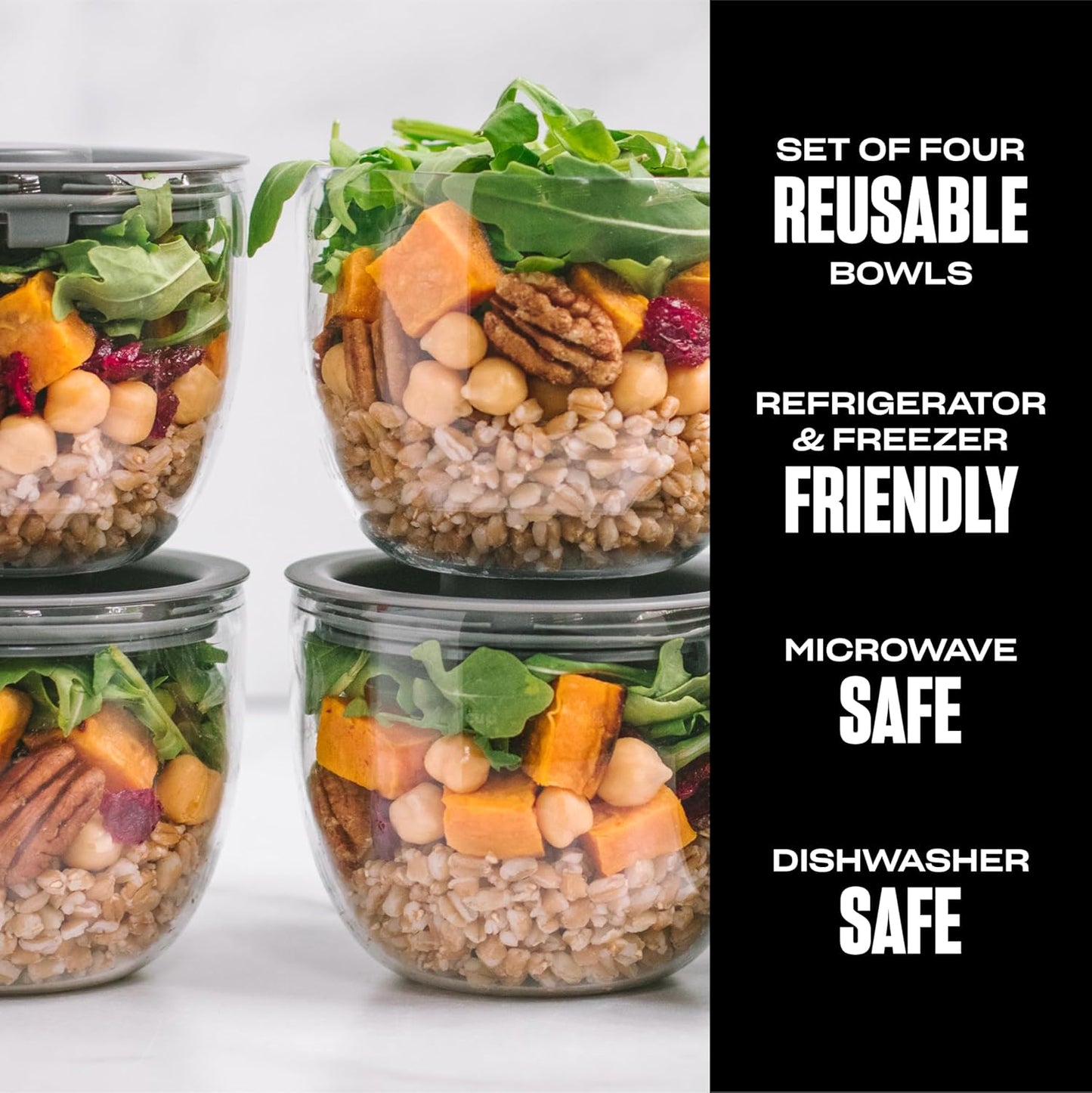 S'well Tritan Prep Bowl Set of 4, 10oz, Makes Meal Prep Easy And Convenient, Leakproof Lids, Microwavable and Dishwasher Safe, BPA Free