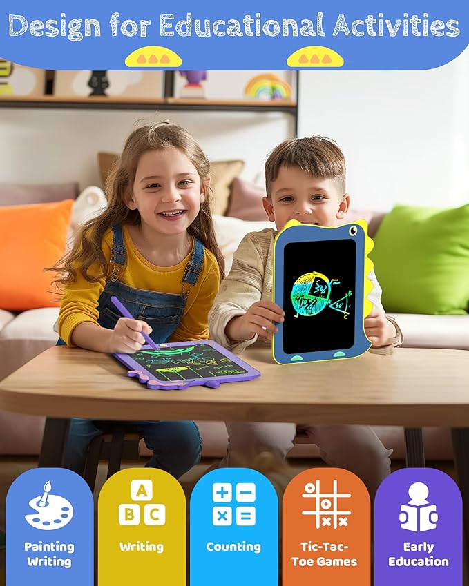 TEKFUN LCD Writing Tablet for Kids, Doodle Board Dinosaur Toys, Travel Essentials Toys for 3 4 5 6 Year Old Boys Girls, Easter Birthday Christmas Gifts (8.5inch Blue)