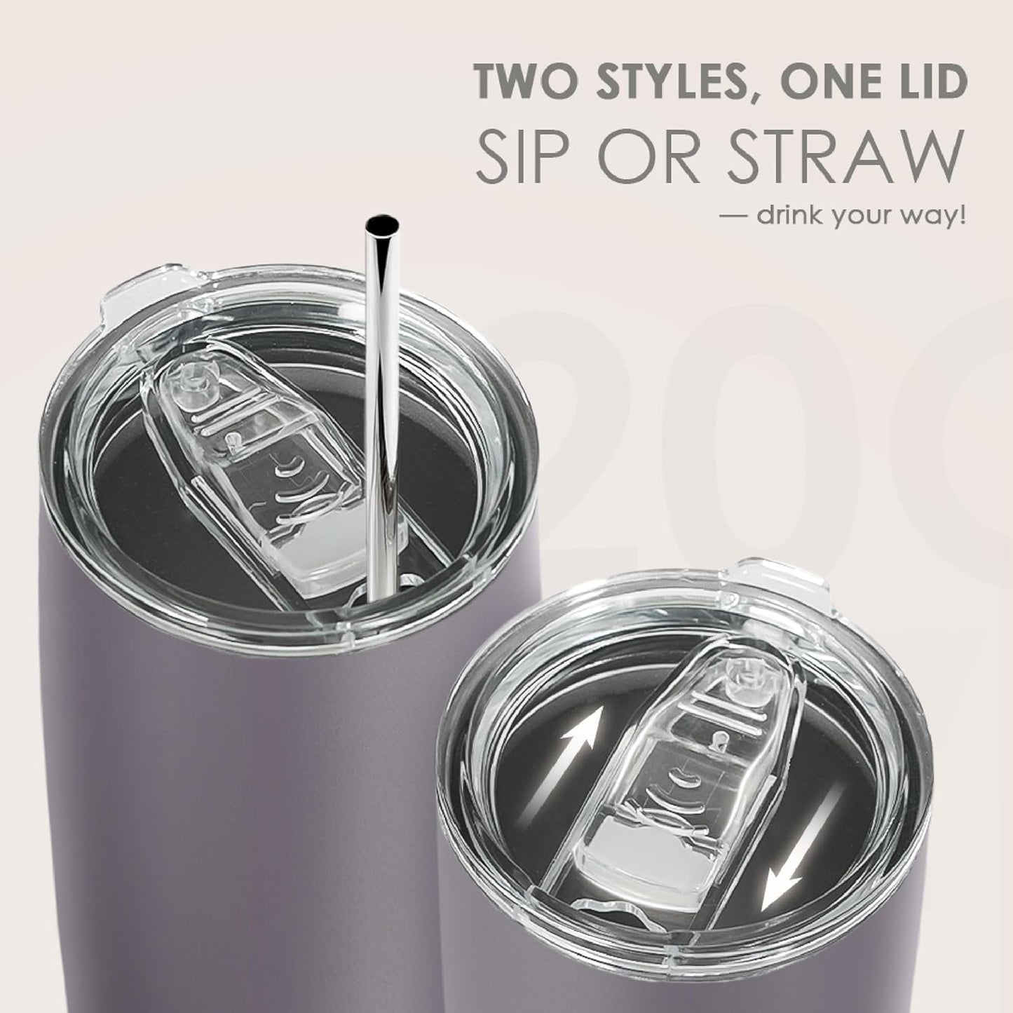 SANDJEST Gray Tumbler 20oz Stainless Steel Double Wall Vacuum Insulated, Travel Coffee Cup, Gifts for Men Women Birthday Christmas