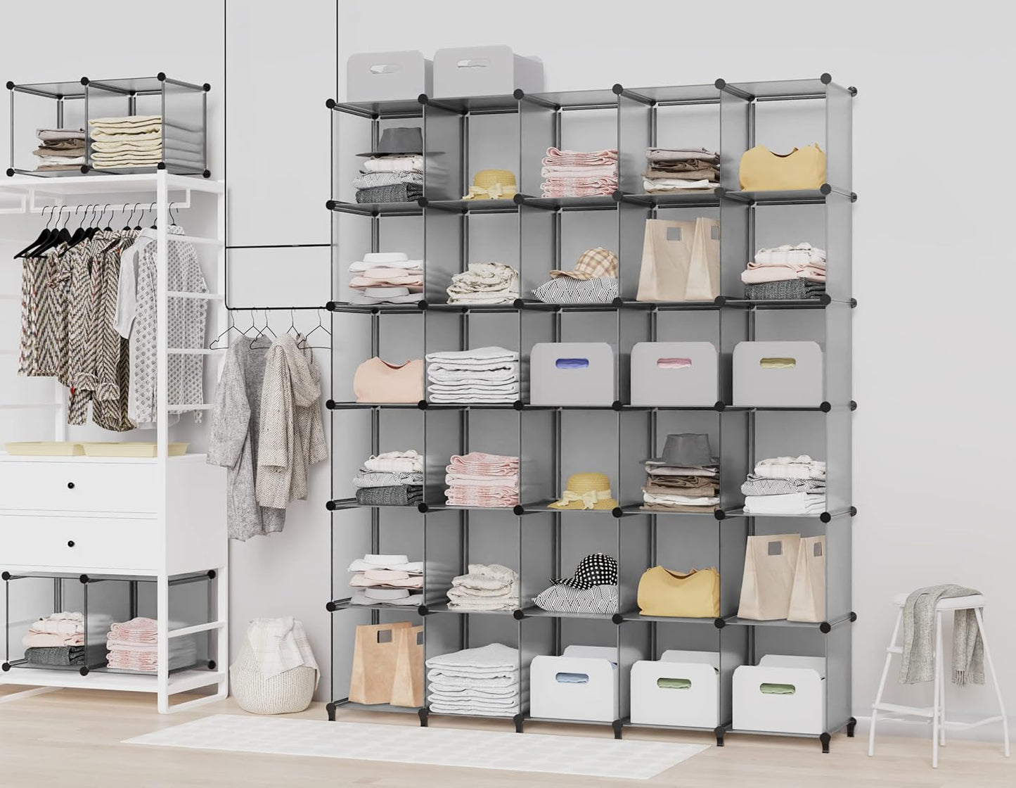 HOMIDEC Closet Organizer, 12-Cube Closet Organizers and Storage, Portable Closet Shelves, Clothing Storage (Grey)