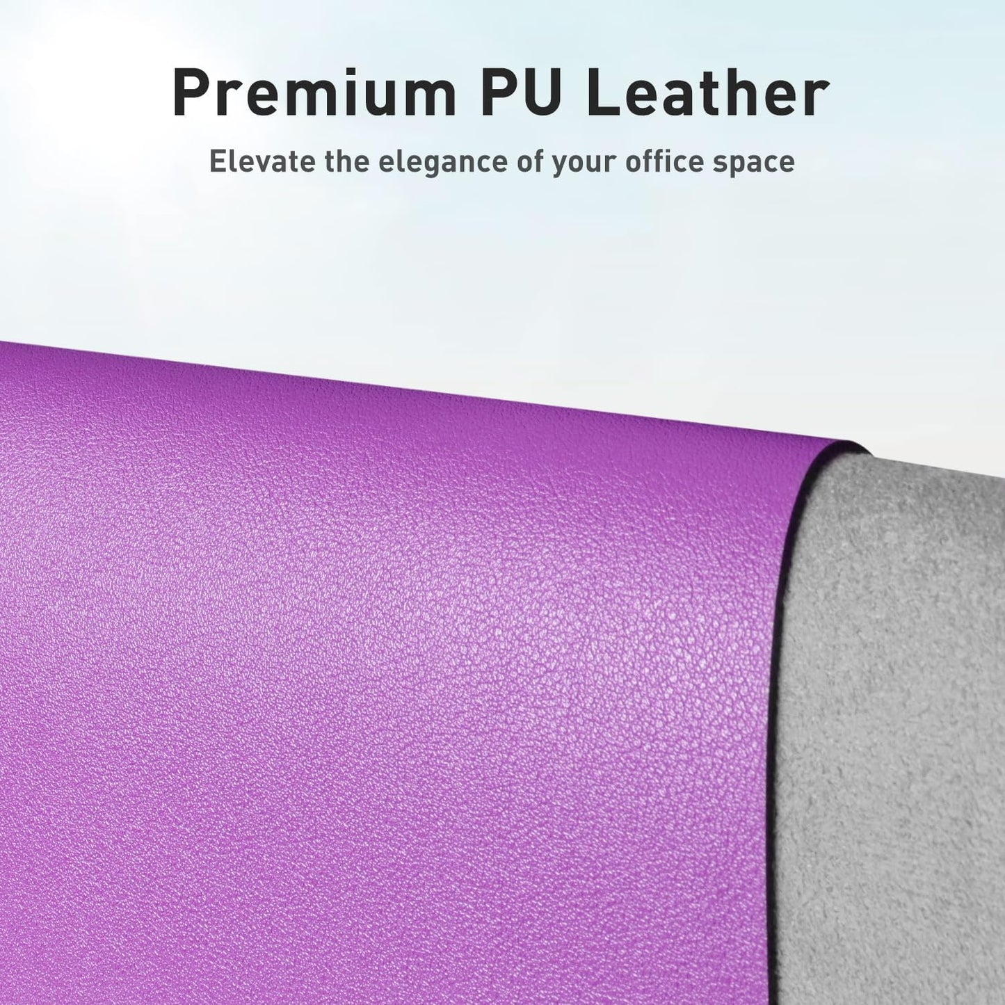 Aothia Faux Leather Desk Mat – Large Mouse Pad, Non-Slip PU Leather Blotter, Waterproof Writing Surface for Office and Home (Iris Violet, 47.2" x 23.6")
