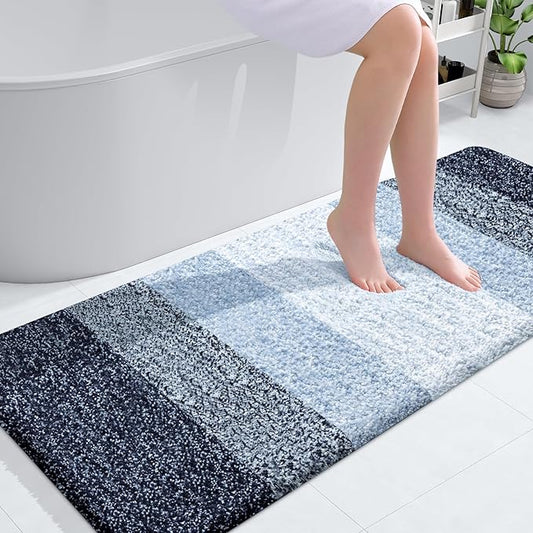 OLANLY Bathroom Runner Rugs 54x24, Extra Soft Absorbent Microfiber Bath Rugs, Rubber Backing, Quick Dry, Washable Bath Mats for Bathroom Floor, Tub and Shower, Home Decor Accessories, Navy Blue