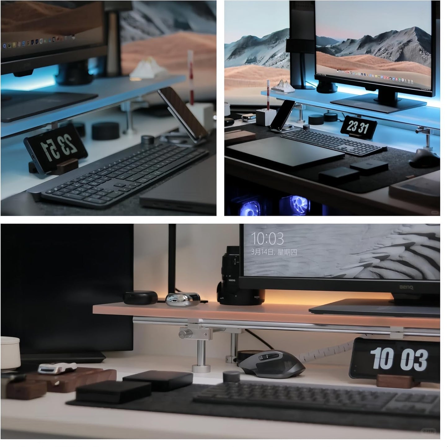 Desk Organizer and Accessories, Computer Monitor Stand for Desk, 31.5" Diy Acrylic Monitor Riser for Desk Accessories