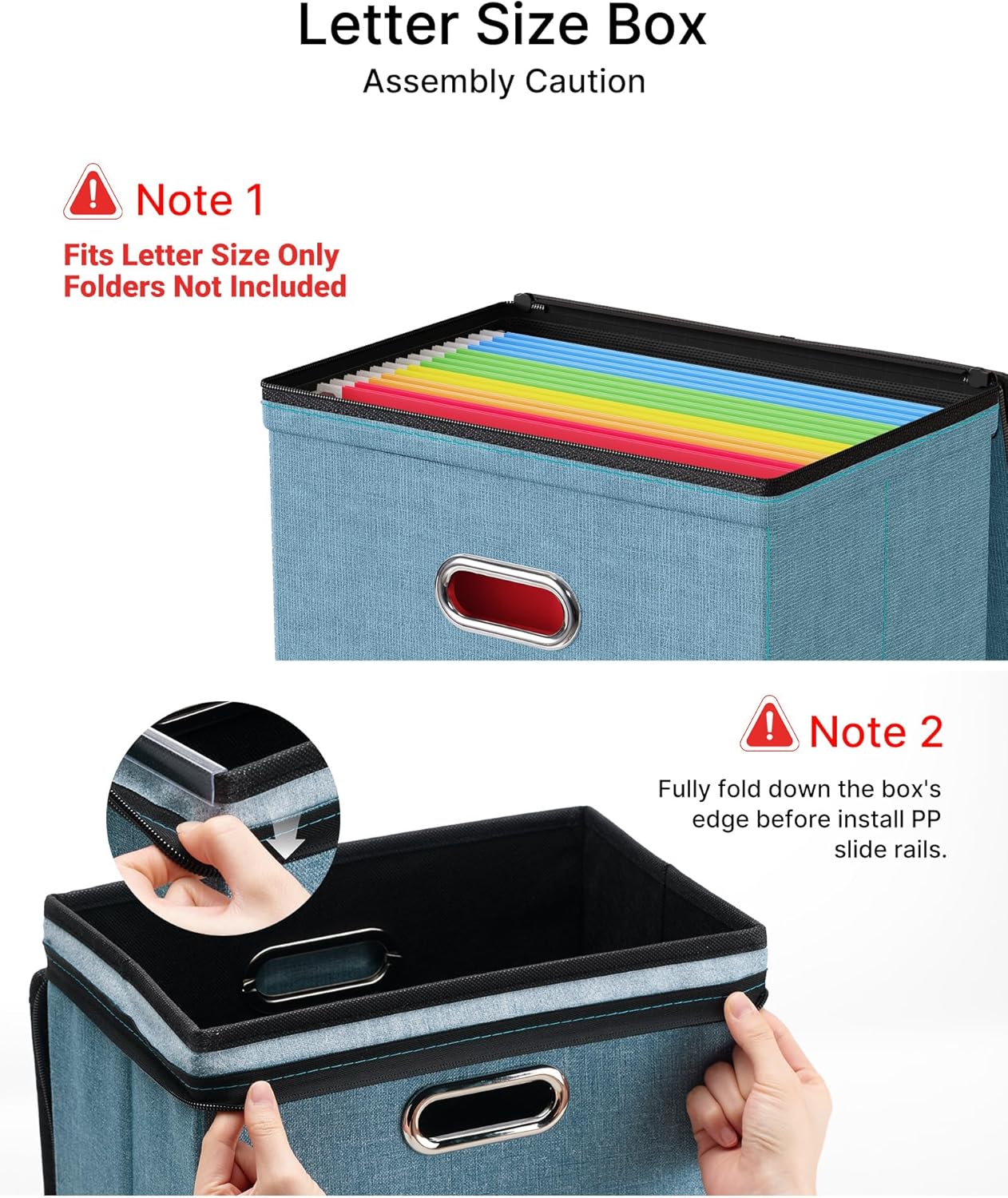 Oterri 1 Pack File Organizer Boxes with Lids, File Box with Mesh Pockets, Document Organizer Box for Letter Size Folders, Zippers Important Document Organizer (Denim, Without Folders)