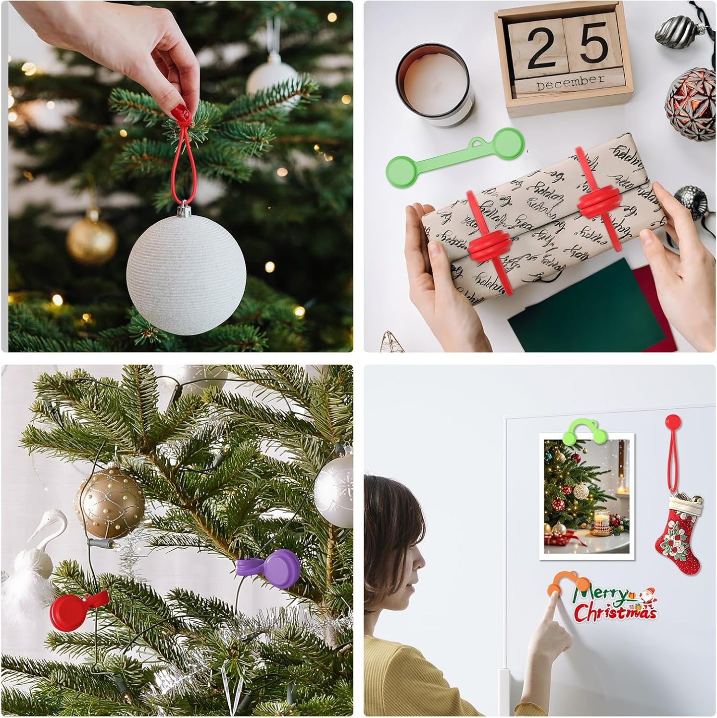 Tounee Reusable Silicone Magnetic Cable Ties - 2 Sizes Combo (4pcs 2.95'' + 10pcs 7.68'') - Multi-Purpose for Cable Bundling, Organizing, Bookmarks & Fridge Magnets - Assorted Colors, 14-Pack