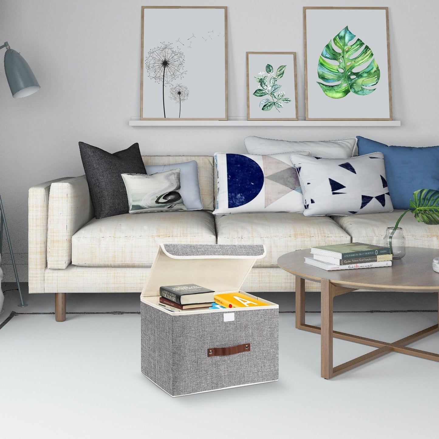 TYEERS Foldable Storage Boxes with Lids 5 Pack Fabric Storage Bins with Lids, Closet Organizers for Clothes Storage, Room Organization, Office Storage, Toys - Gray