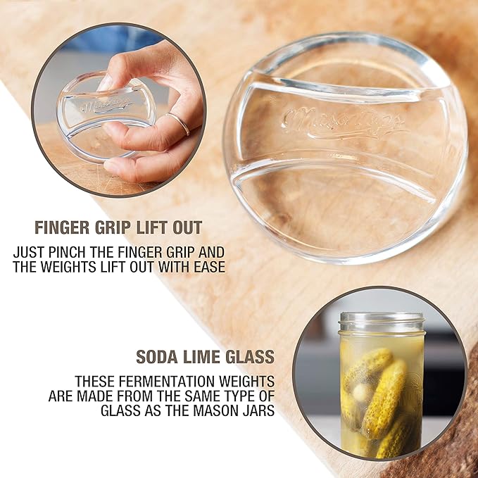 Masontops Pickle Pebble Glass Infinity Weights for Fermenting - Pickling Weight Set - Wide Mouth Mason Jar Fermentation