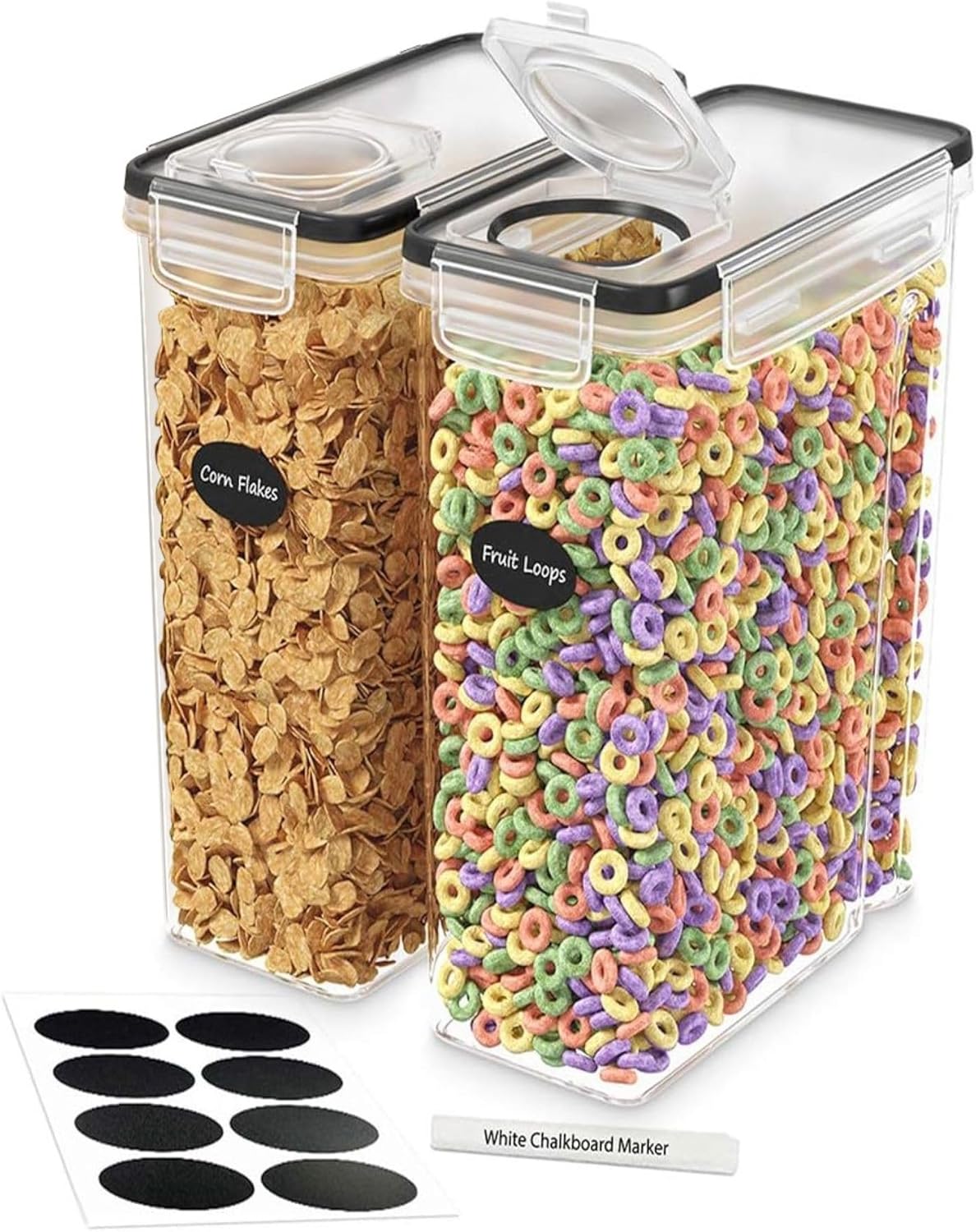 Cereal Containers Storage 2 Pack 135 fl. oz Cereal Dispenser Countertop, Airtight Food Storage Containers for Pantry Organization and Storage, Bpa-free Cereal Storage Container with Marker & Labels