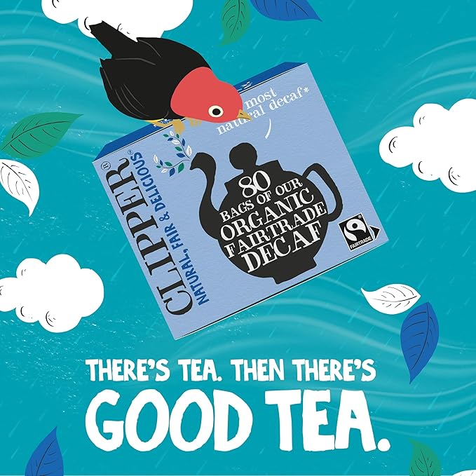 Clipper Tea, Organic Decaf, Plant-Based, Decaffeinated Black Tea, Great Over Ice, 1 Pack, 80 Unbleached Tea Bags