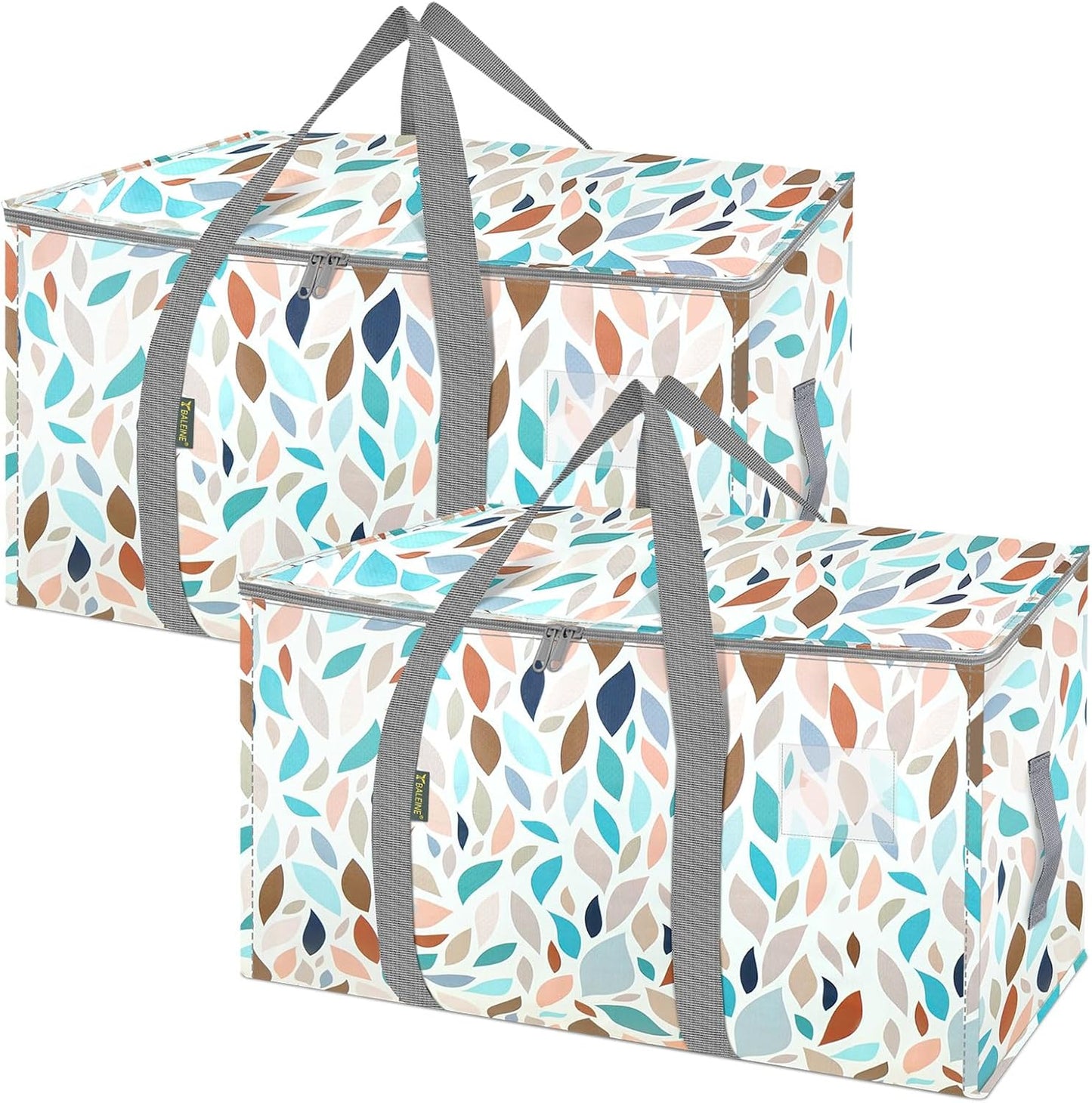 BALEINE 2-Pack Oversized Moving Bags with Reinforced Handles, Heavy-Duty Storage Tote for Clothes, Moving Supplies (Mosaic, 2-Pack)