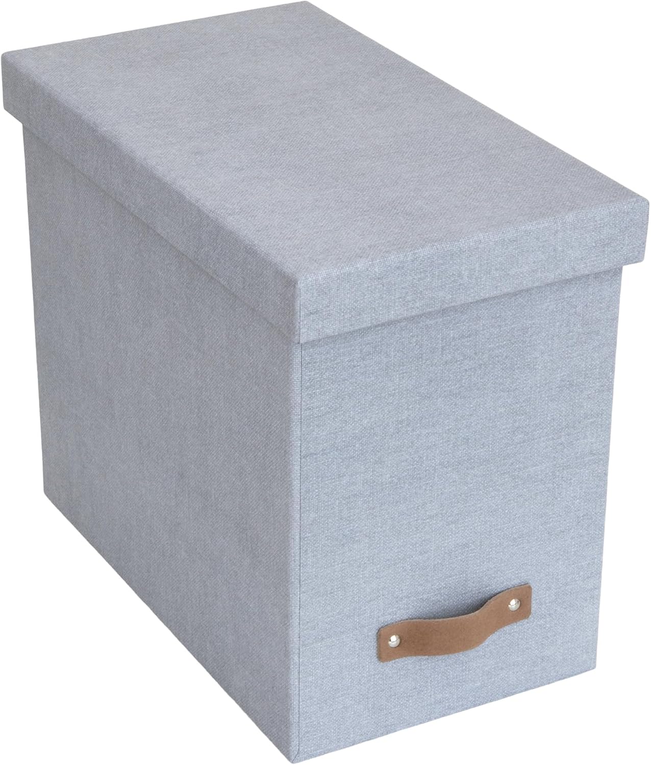 Bigso John File Box - File Storage Box and File Organizer for Important Paperwork - Durable Hanging File Box with Lid and Leather Handle - 7.4 in x 13 in x 10.4 in - Ash