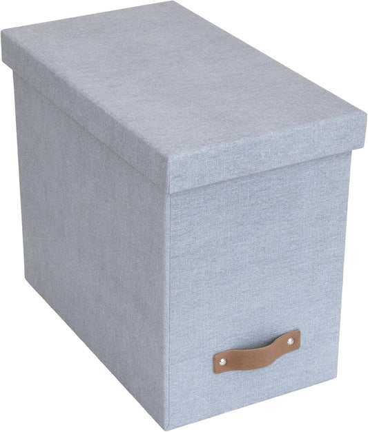 Bigso John File Box - File Storage Box and File Organizer for Important Paperwork - Durable Hanging File Box with Lid and Leather Handle - 7.4 in x 13 in x 10.4 in - Ash